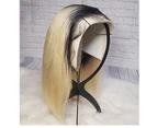 (36cm , #1B/613 Blonde) - Ombre Bob Lace Front Wigs Long 36cm Pre Plucked Brazilian Glueless Human Hair Wig 2 Tone Blonde 613 Straight Lace Wig for Black W