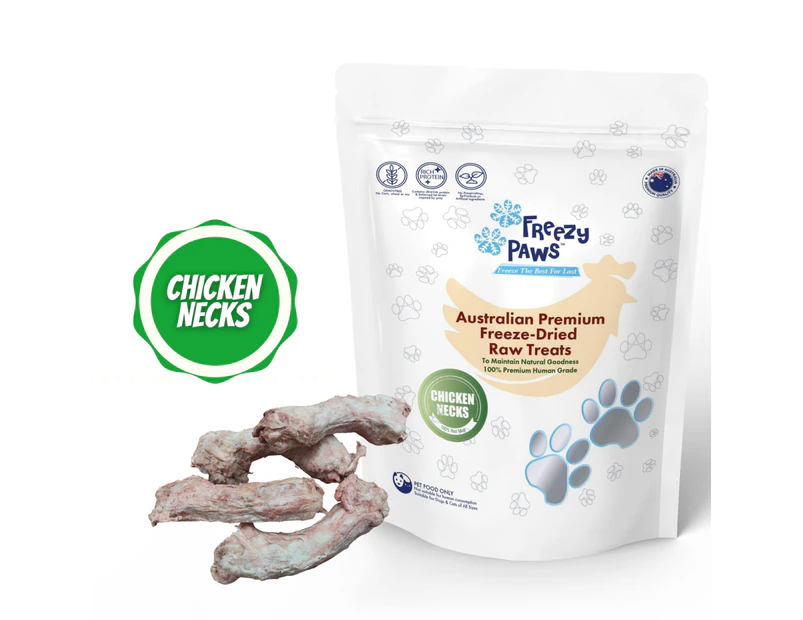 Freezy Paws Premium Human Grade Freeze-Dried Chicken Neck Raw Treats 100g
