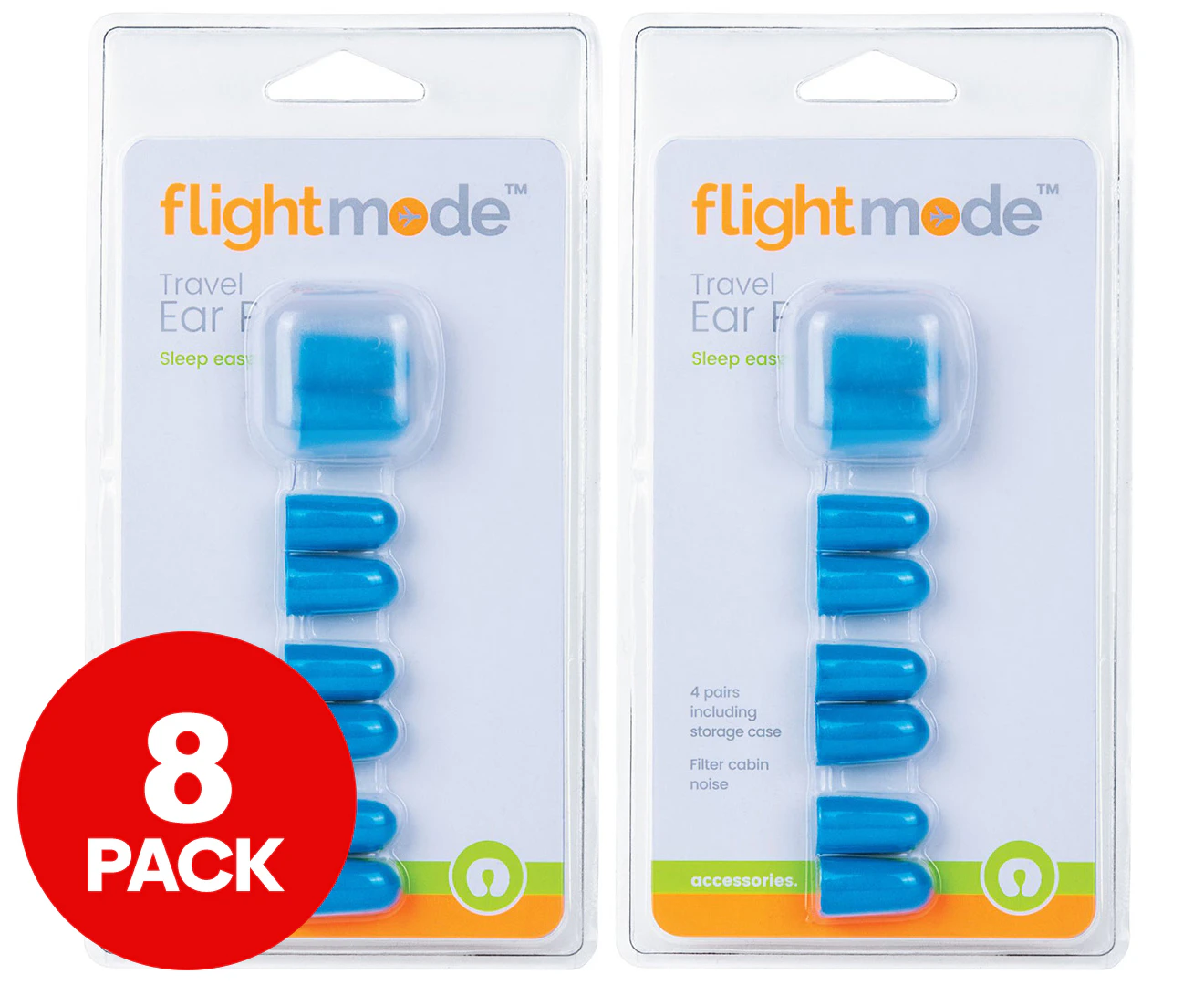 2 x Flight Mode Memory Foam Ear Plugs 4pk