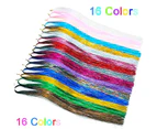 (4800 strands) - AMchoice Hair Tinsel 16 Colours Fairy Hair Sparkling Shiny Tinsel Hair Extensions 120cm Colourful Synthetic Hair (4800 strands)