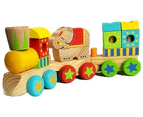 Wooden Block Puzzle Shapes Circus Elephant Stacking Train-12 shaped blocks.