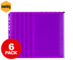 6 x Marbig A4 Document Binder Zip-Up Pocket - Purple