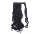 (46cm -Curly, Dark Black) - Felendy 46cm 60cm Ponytail Extension Curly Straight Drawstring Hairpiece Wrap Around Long Hair Extension for Women Dark Black