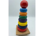 Wooden Toy Rainbow Tower shapes Stacker-multi colour
