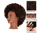 African American Mannequin Head with 100% Human Hair Kinky Curly Hair Hairdresser Practise Styling Training Head Cosmetology Manikin Doll Head for Dye Cutt