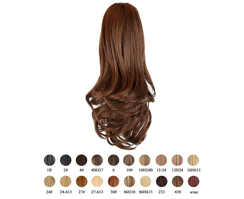Sofeiyan 33cm Ponytail Extension Long Curly Ponytail Clip in Claw Hair Extension Natural Looking Synthetic Hairpiece for Women, 130ml