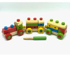 Wooden Train Nut Combination with Puzzle Shapes Stacking Train-52 pieces.