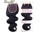 (18/20/22+46cm , Three Bundles with 3 Part) - Amella Hair 100% Unprocessed Brazilian Body Wave Bundles with Closure (18 20 22 +18,Three Part) 8A Virgin Bra
