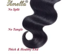 (16/18/2.3cm , Hair Bundles) - Amella Hair Brazilian Body Wave (41cm 46cm 50cm 60cm , 400g, Natural Black)8A 100% Unprocessed Brazilian Virgin Body Wave Hu