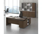 Carter Executive Office Desk + Left Return - 180cm - Coffee + Charcoal