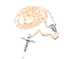 (Rose) - Catholic Rosary with Metal Crucifix Cross Made in Italy Miraculous Pink Oval Beads (Rose)
