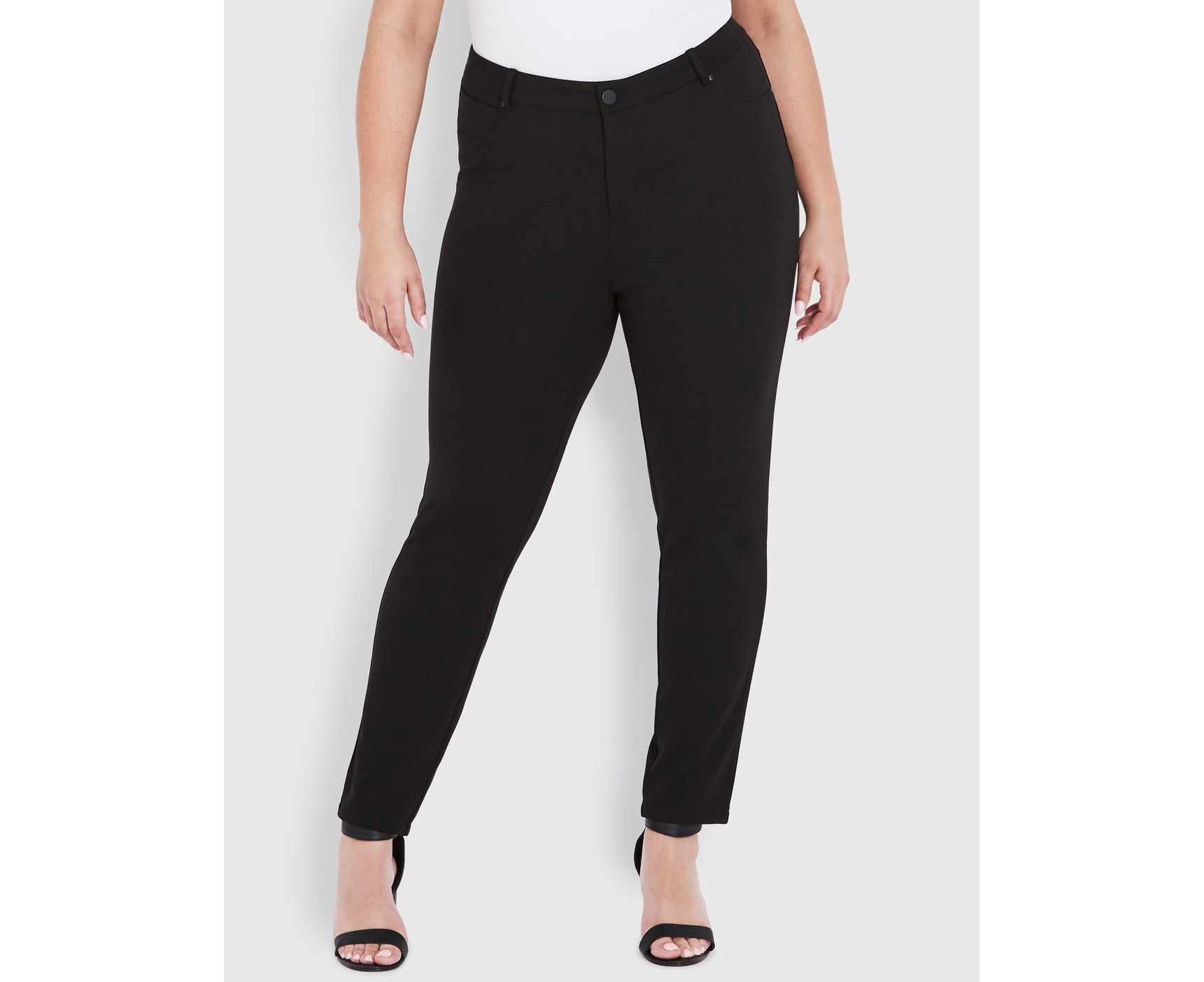 BeMe - Plus Size - Womens Pants - Regular Length Skinny Fly Front Ponte  Pants
