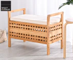 West Avenue Bamboo Storage Bench w/ Cushion - Natural