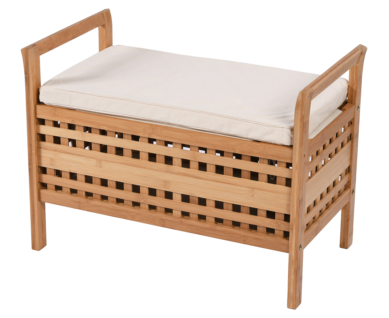 West Avenue Bamboo Storage Bench w/ Cushion - Natural<!-- -->