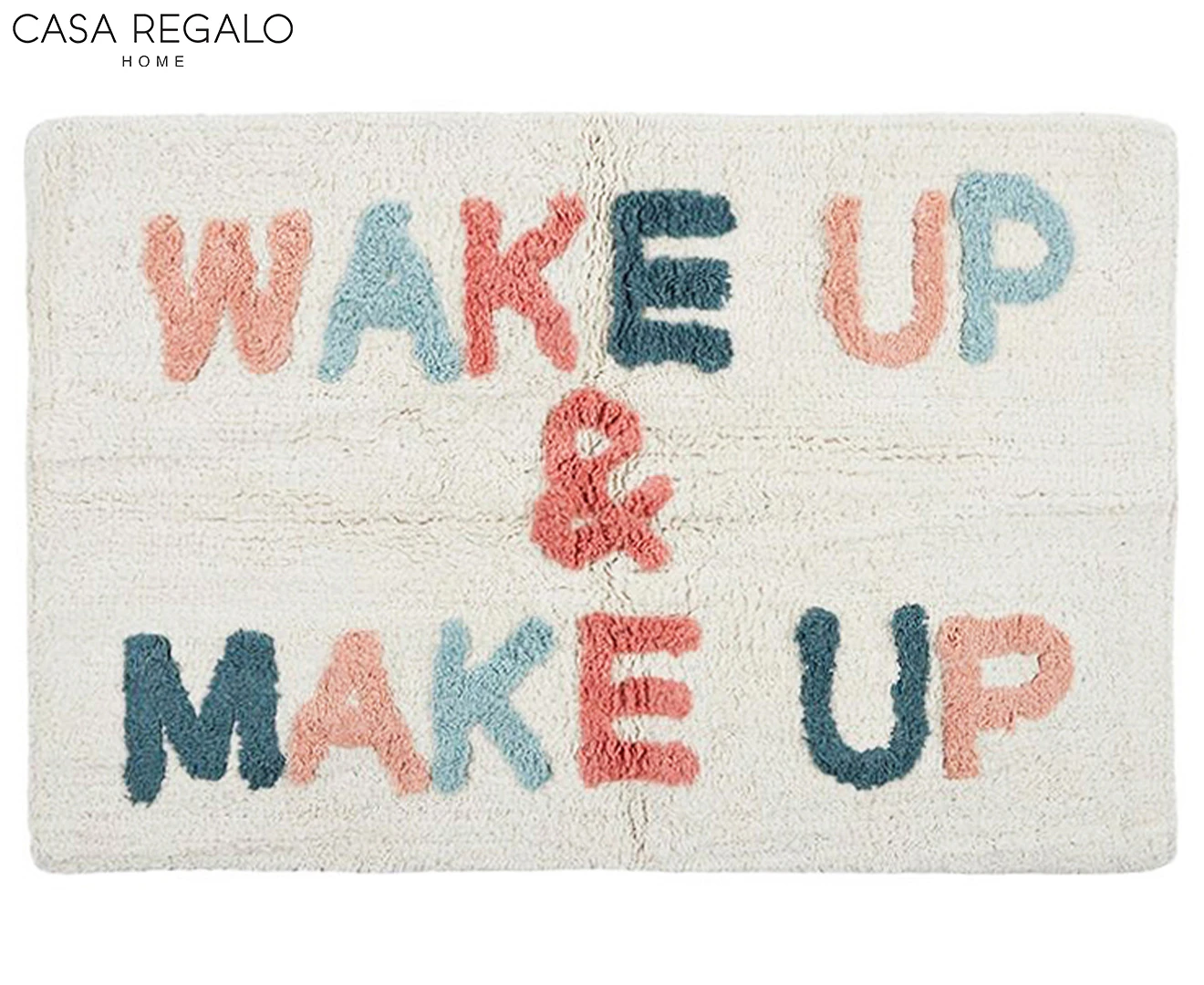 Casa Regalo Wake Up & Make Up Soft Bathroom/Shower/Toilet Rug Bathmat/Pad White