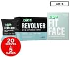 X50 Fit Face The Defender Mask 5pk + Revolver MCT & Superfood Coffee Vegan Latte 20 Serves 1
