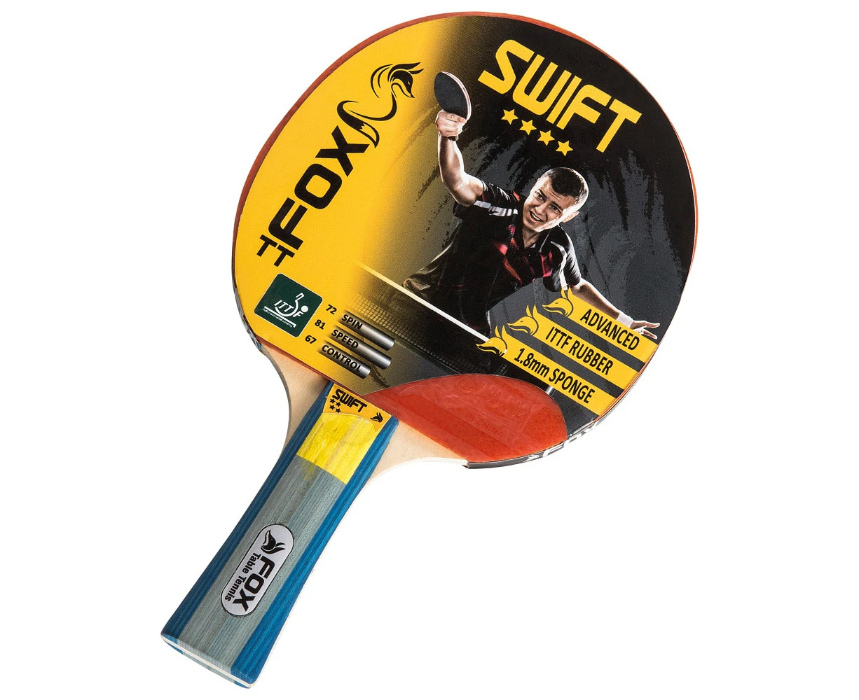 Fox TT Swift 4 Star Table Tennis Bat (Red/Grey/Blue) - RD604