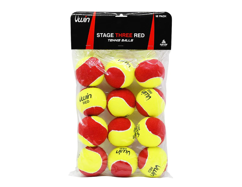 Uwin Stage Three Tennis Balls (Pack of 12) (Red/Yellow) - RD1539