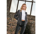Build Your Brand Womens Windrunner Recycled Jacket (Black/White) - RW8038