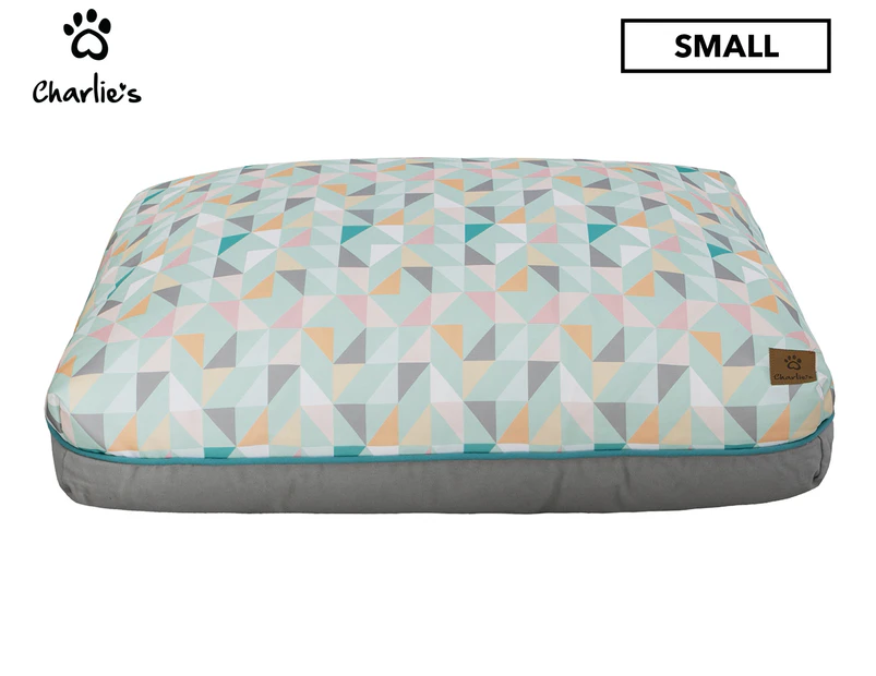 Charlie's Small Square Funk Nest Dog Bed - Green Triangle