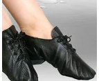 Womens Girls Black Jazz Dance Ladies Kids Lace Up Split Sole Boots Shoes Leather - Black