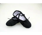 Canvas Ballet Dance Kids Girls Womens Ladies Slipper Shoes Black Pink White Red Leather - Black