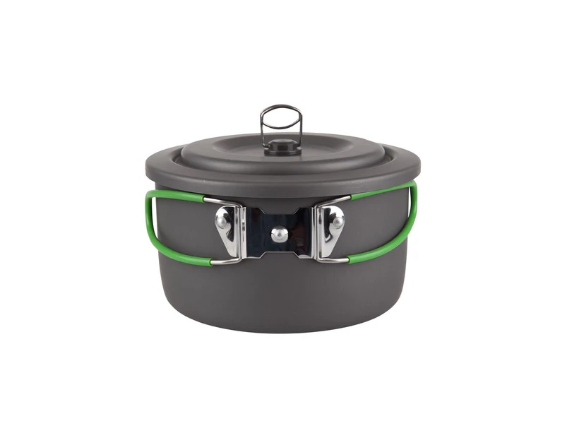 Mountain Warehouse Family Camping Cook Set Stackable Dining Saucepans and Lid - Charcoal