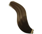 (46cm , Ba#2/6/18) - GOO GOO Balayage Hair Extensions Tape in Dark Brown to Chestnut Brown and Dirty Blonde Seamless Tape in Human Hair Extensions 46cm 50g