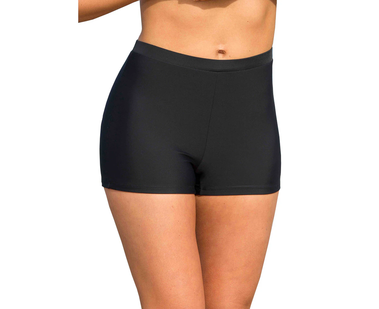 LaSculpte Women's Tummy Control Sustainable Boyleg Bikini Bottom - Black