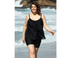 LaSculpte Women's Tummy Control Sustainable Long Swim Short - Black