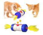 Indoor Cat Toys Self-Rotating Feather Tumbler Realistic Balance Blue