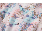 OJAY Floral Print Half Sleeve Tiered Midi Dress - Blue