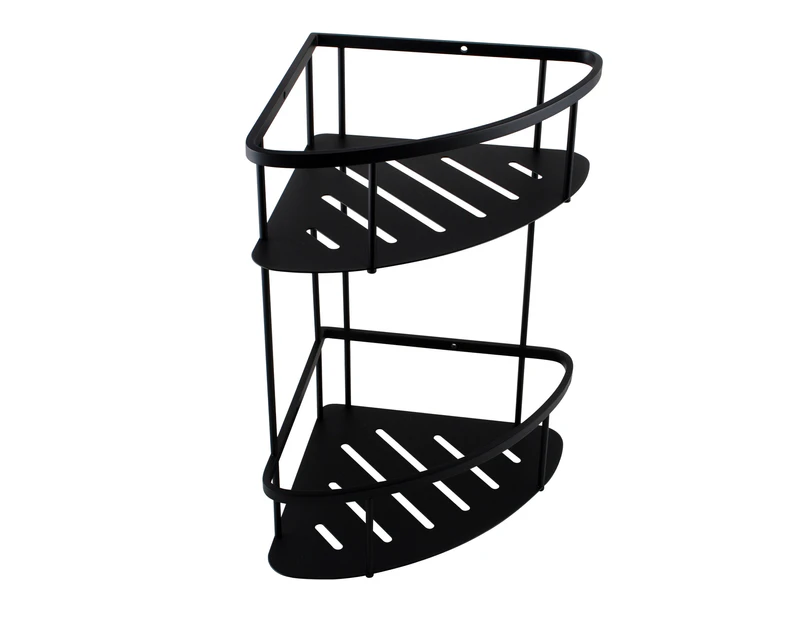 Stainless Steel Shower Corner Caddy Shelf 2 Tier Bath Storage Basket Holder Black