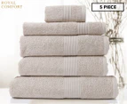 Royal Comfort 5-Piece Cotton Bamboo Towel Set - Beige