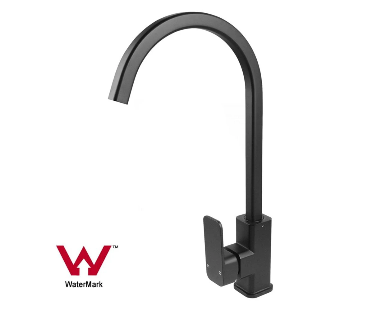 WELS 360°Swivel Gooseneck Kitchen Sink Mixer Tap Bar Faucet Matt Black