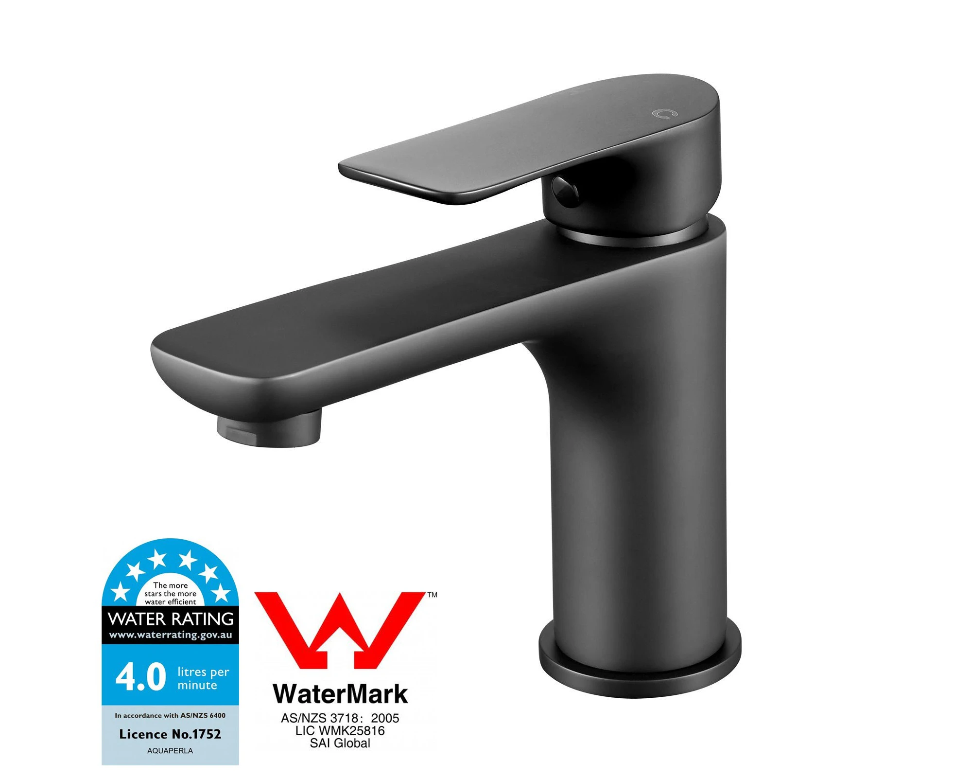 WELS Solid Brass Basin Mixer Tap Bathroom Sink Faucet Matt Black