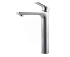 WELS Solid Brass Chrome Round Tall Basin Mixer Tap Bathroom Basin Tap Sink Faucet