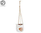 Life Botanic 14x14cm Baron Bird Ceramic Hanging Pot - Terracotta/White