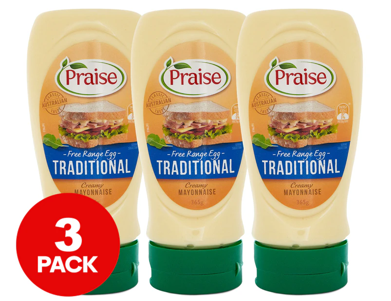 3 x Praise Traditional Creamy Mayonnaise 365g