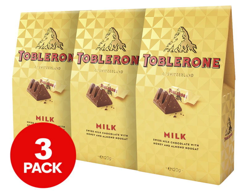 3 x Toblerone Milk Chocolate Gift Pouch 120g