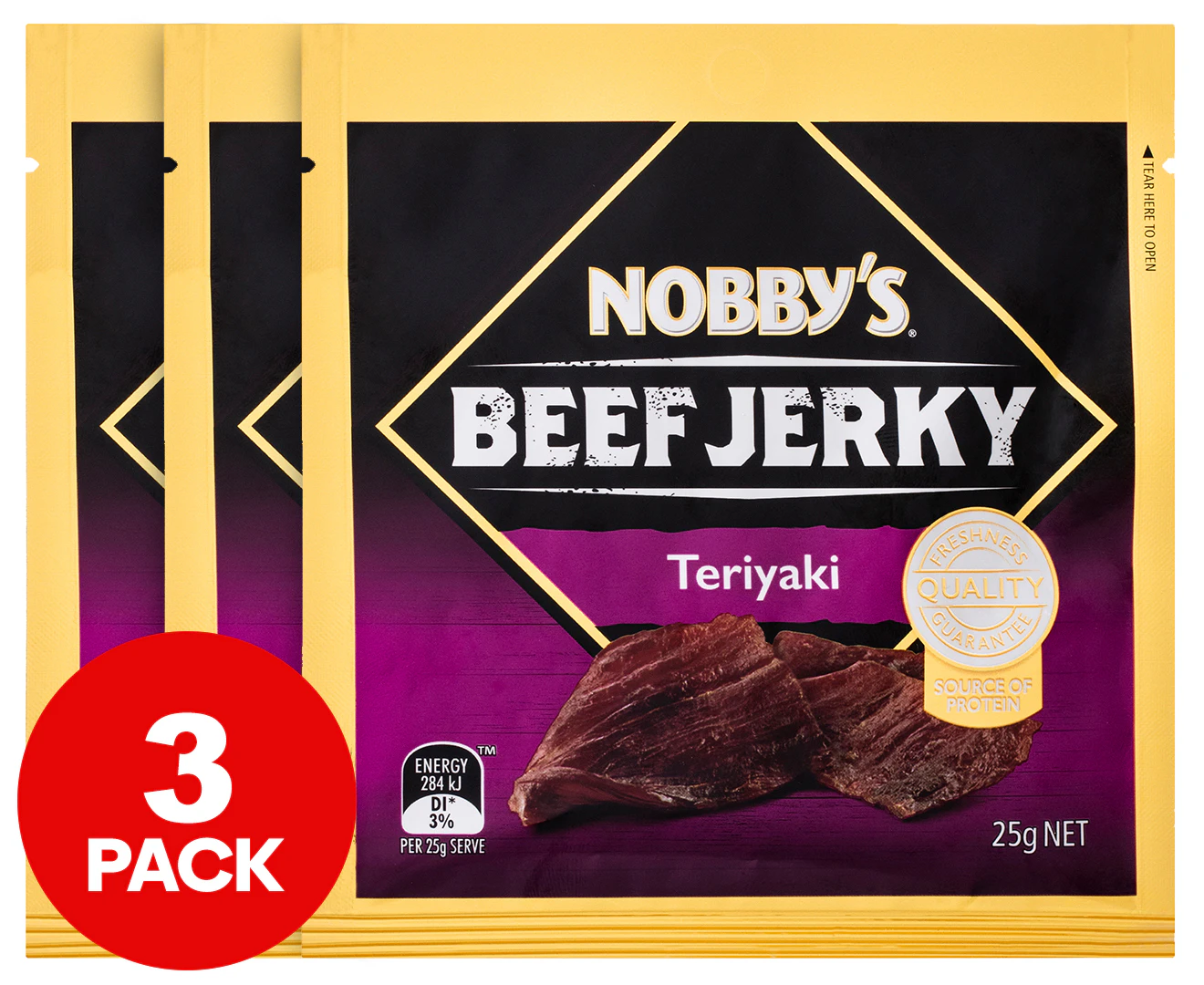 3 x Nobby's Beef Jerky Teriyaki 25g