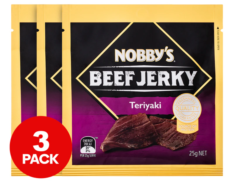 3 x Nobby's Beef Jerky Teriyaki 25g