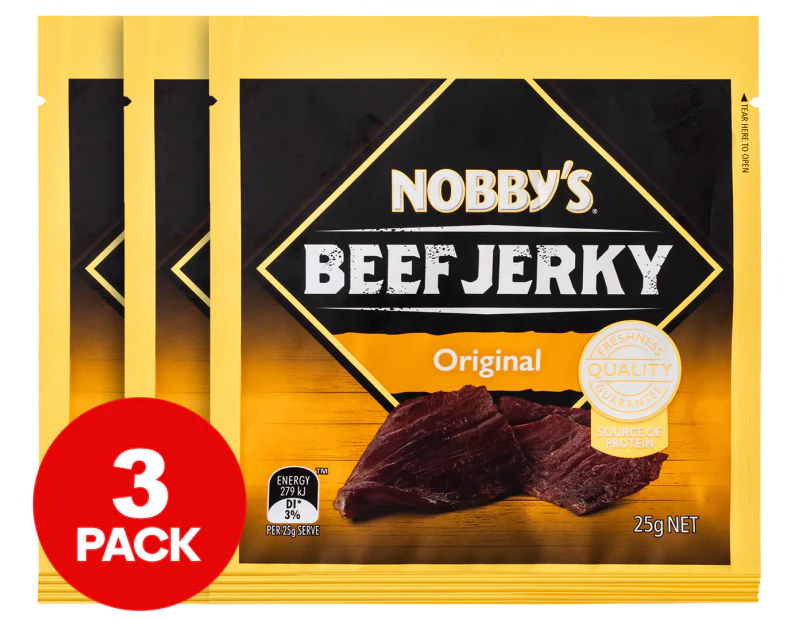 3 x Nobby's Beef Jerky Original 25g