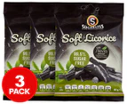 3 x Sugarless Confectionery Soft Licorice 80g