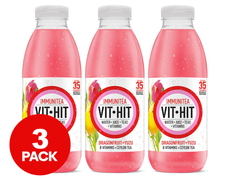 3 x VITHIT Immunitea Dragonfruit + Yuzu 500mL