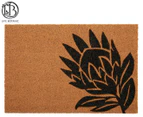Life Botanic 40x60cm Protea Stem PVC Backed Coir Doormat - Natural/Black
