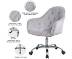 Velvet Home Office Chair Vanity Chair Cute Modern Desk Chair Height Adjustable Grey