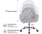 Velvet Home Office Chair Vanity Chair Cute Modern Desk Chair Height Adjustable Grey