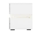 Designer Bedside Table 2 Drawers RGB LED Side Nightstand High Gloss Cabinet White
