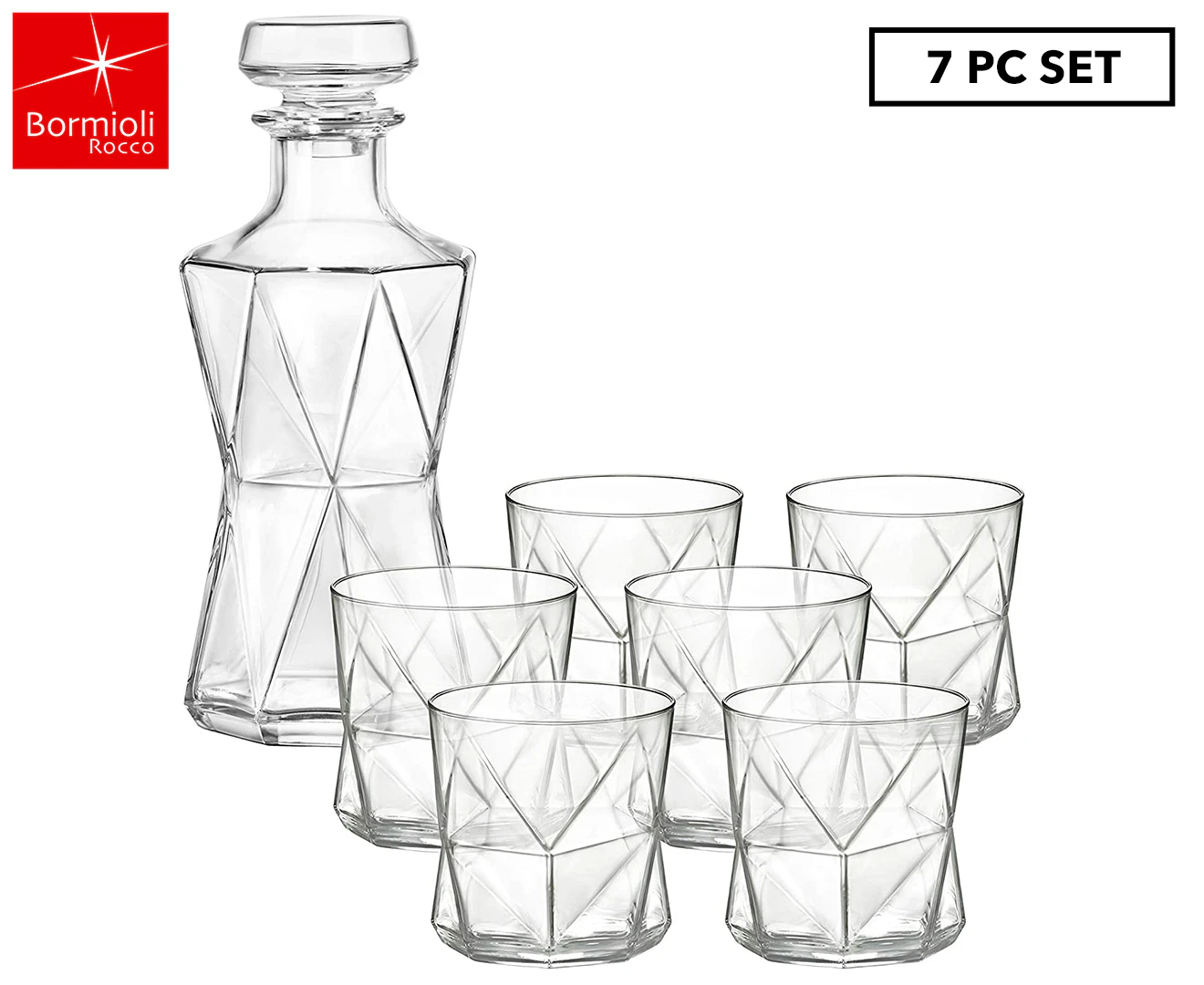 Bormioli Rocco 7-Piece Cassiopea Whiskey Set